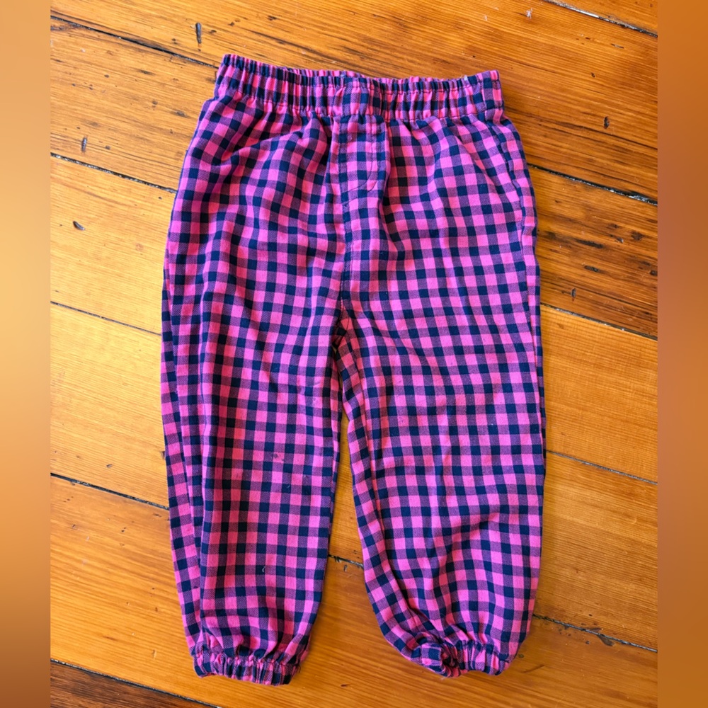Kids Pink and Black Plaid Pajama Bottoms